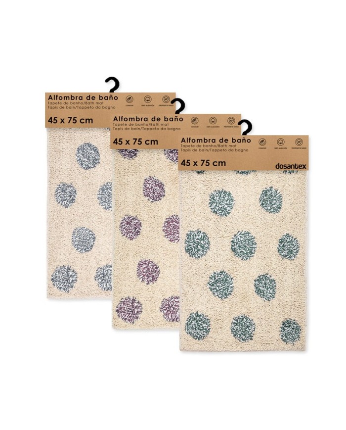 ALFOMBRA BAÑO DOTS SURTIDO COLORES 45cm X 75cm