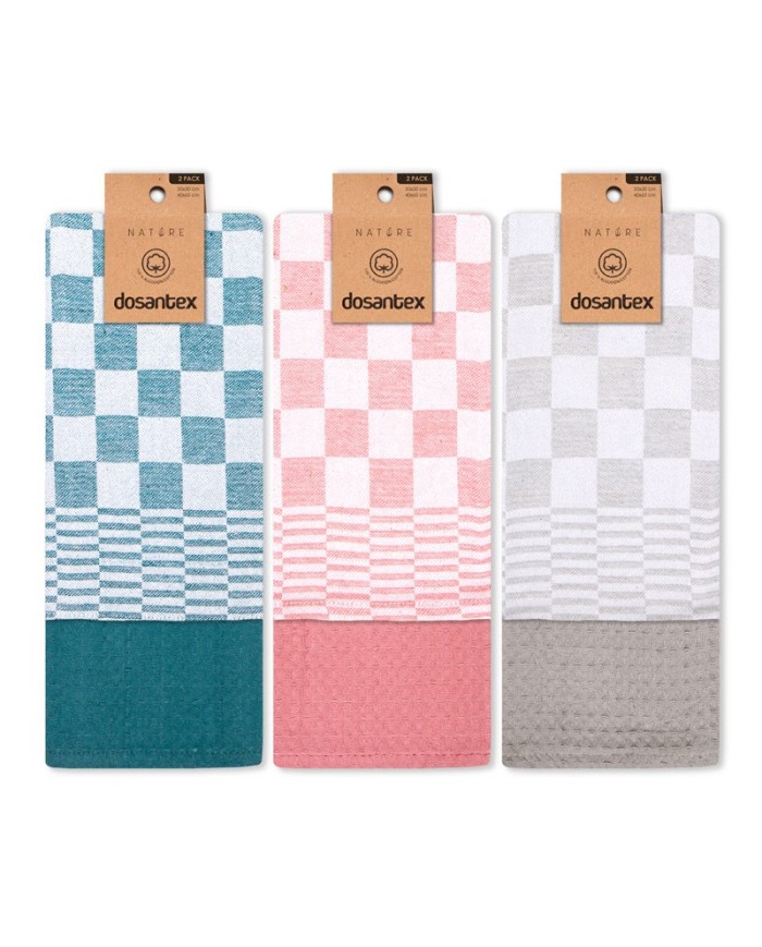 PAÑO COCINA SURTIDO COLORES JACQUARD CUADRO PACK 2 UNIDADES 50cm x 50cm/40cm x 6