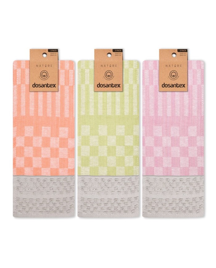 PAÑO COCINA SURTIDO COLORES JACQUARD RAYA PACK 2 UNIDADES 50cm x 50cm/40cm x 65c