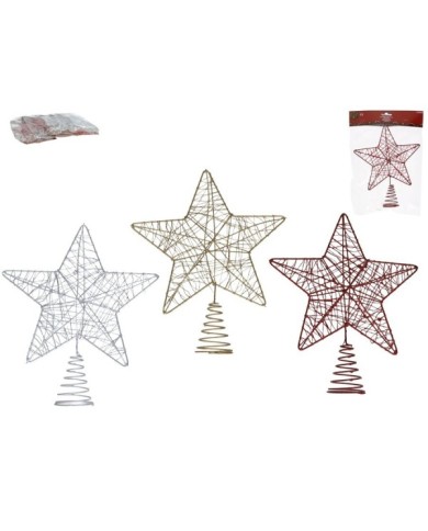 ESTRELLA PUNTA ARBOL 20X19X3CM 3 SURTIDO