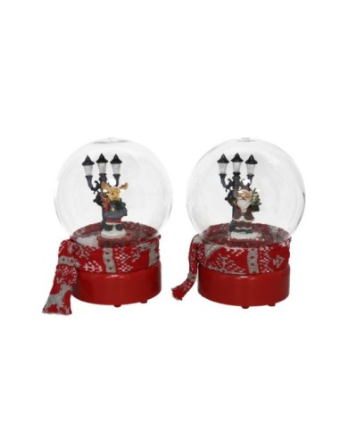 BOLA ROJA MUSICAL/LUZ/NIEVE 13X19CM 2STD