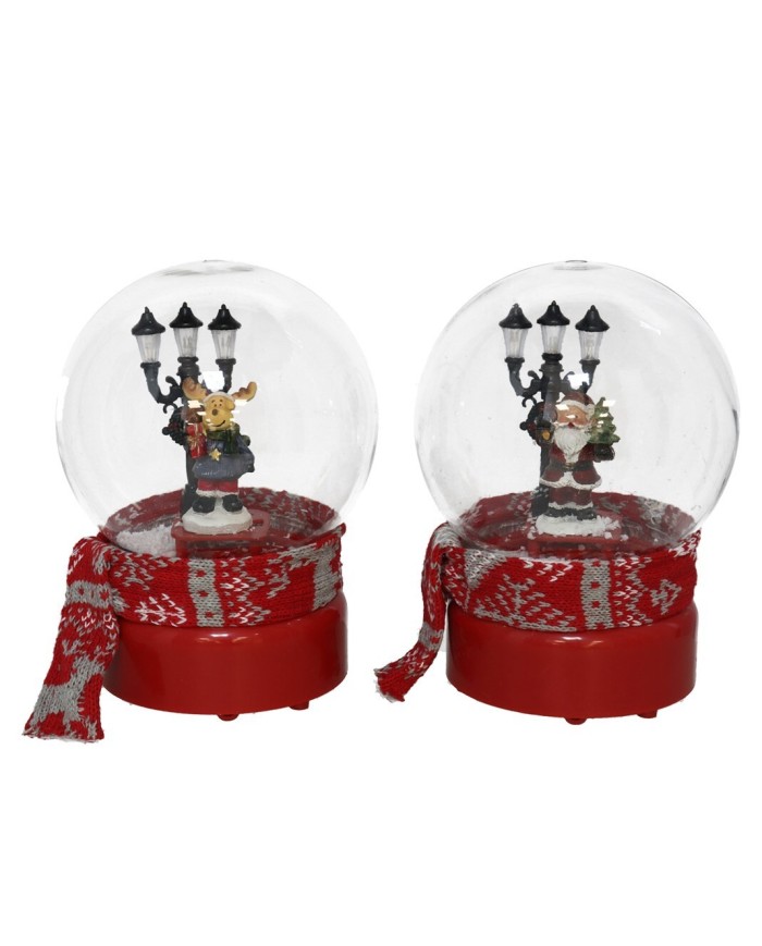 BOLA ROJA MUSICAL/LUZ/NIEVE 13X19CM 2STD