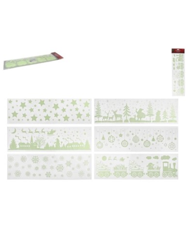 PEGATINA FIGURAS NAVIDEсS VERDES FLUOR 6 SRT 14X5