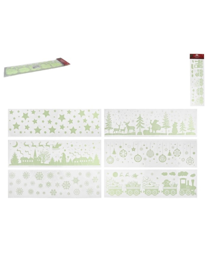 PEGATINA FIGURAS NAVIDEсS VERDES FLUOR 6 SRT 14X5