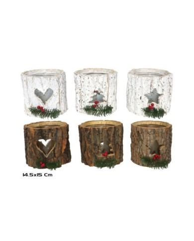 PORTAVELAS C/VASO CORTEZAS 15X14,5X15CM 6 SURT.