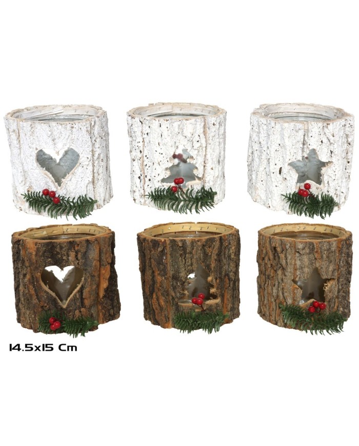 PORTAVELAS C/VASO CORTEZAS 15X14,5X15CM 6 SURT.