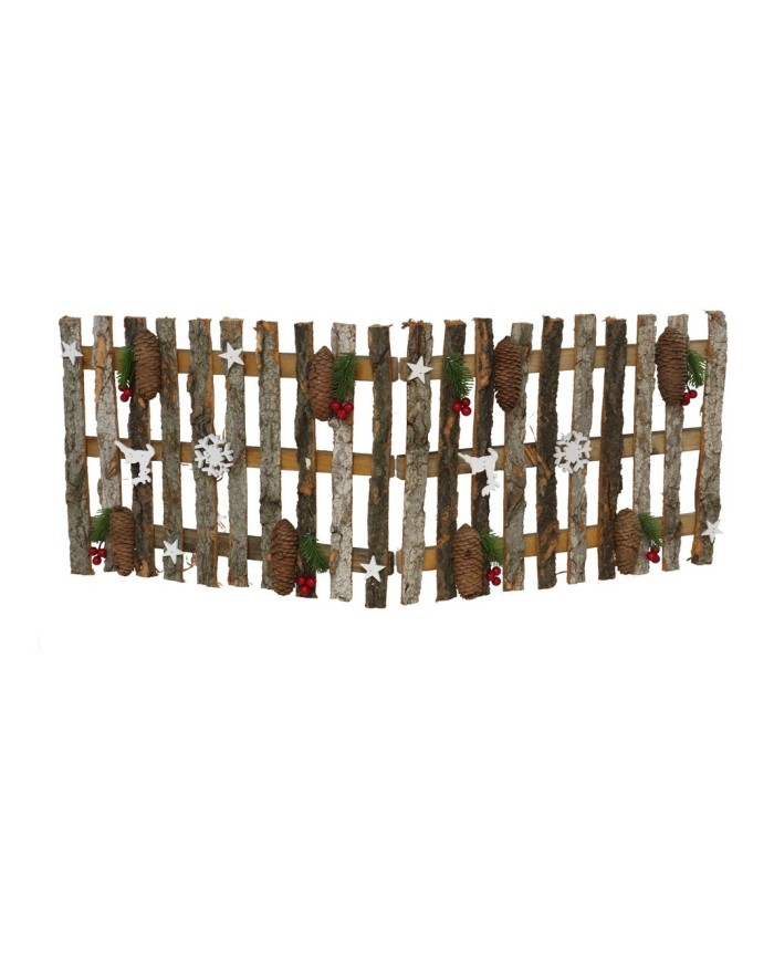 VALLA DECORATIVA MADERA CON PIÑAS 80X30CM