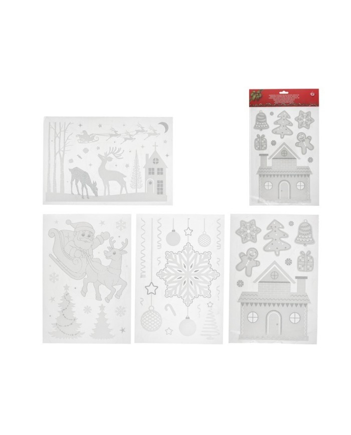 ADHESIVOS FLOCADOS ESCENA NAVIDEA  12 PCS 4SRT 30X