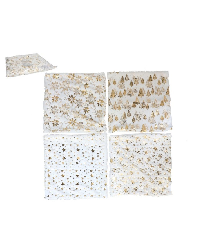 FUNDA COJIN PV XMAS 4 SURT BLANCO/ORO 43X43 CM