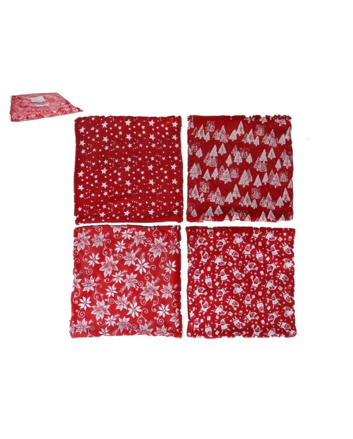 FUNDA COJIN PV XMAS 4 SURT ROJO BLANCO 43X43 CM