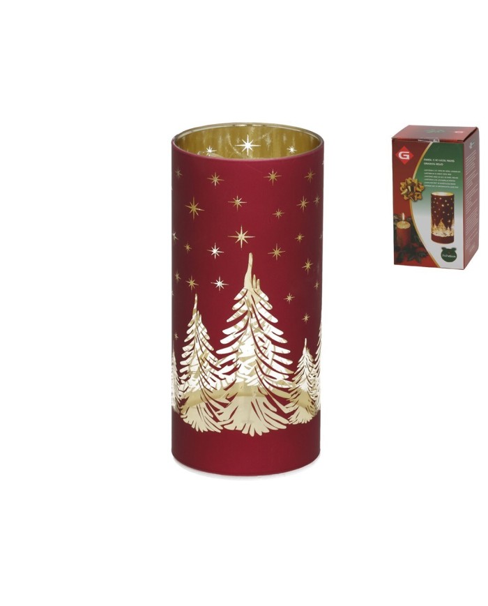 FAROL C/10 LEDS XMAS ORIENTE 7X7X15CM ROJO