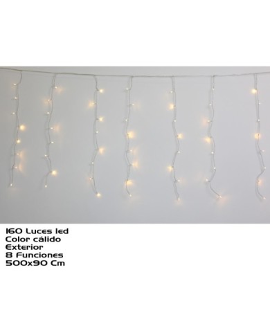 CORTINA EXT. 160 LEDS CALIDA 8 FUNC. 500CMX90CM
