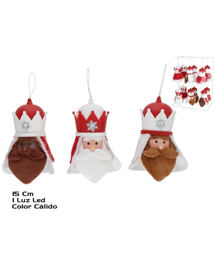 CABEZA REYES MAGOS ROJO LED COLGANTE 3SRT 6X6X15 C
