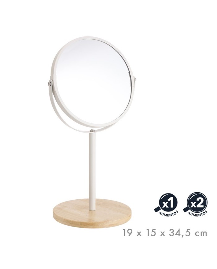 ESPEJO SOBREMESA AUMENTO X1/X2 BLANCO