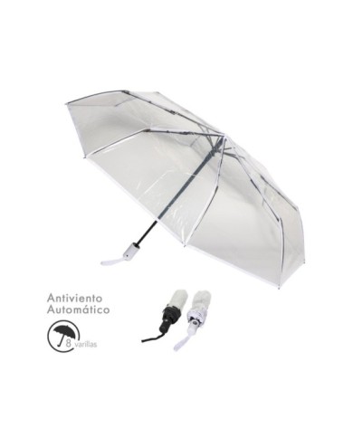 PARAGUAS PLEGABLE  AUTO TRANSPARENTE 2 COLORES