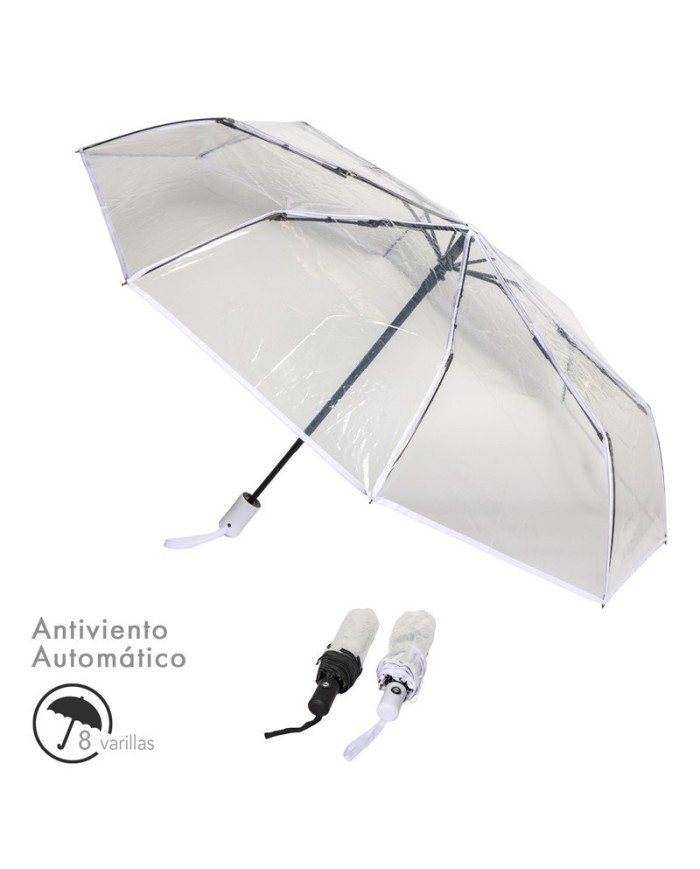 PARAGUAS PLEGABLE  AUTO TRANSPARENTE 2 COLORES
