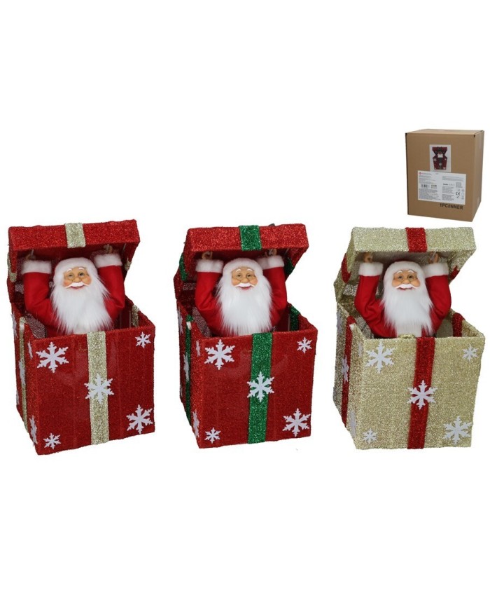 SANTA SALIENDO DE CAJA C/ LUZ 50CM
