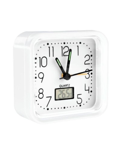 RELOJ ANALOGICO ALARMA  82x82x38 BLANCO