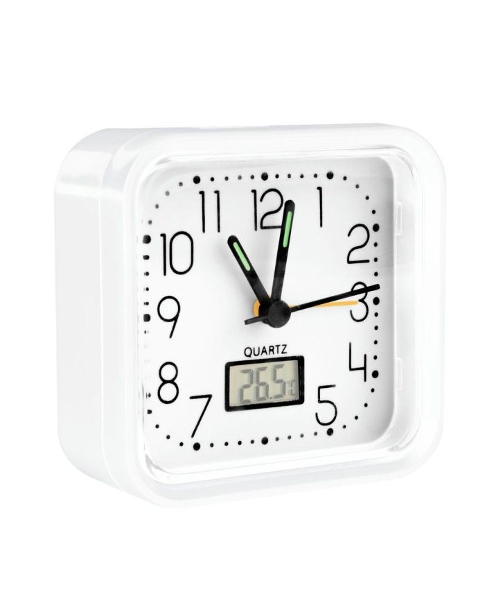 RELOJ ANALOGICO ALARMA  82x82x38 BLANCO
