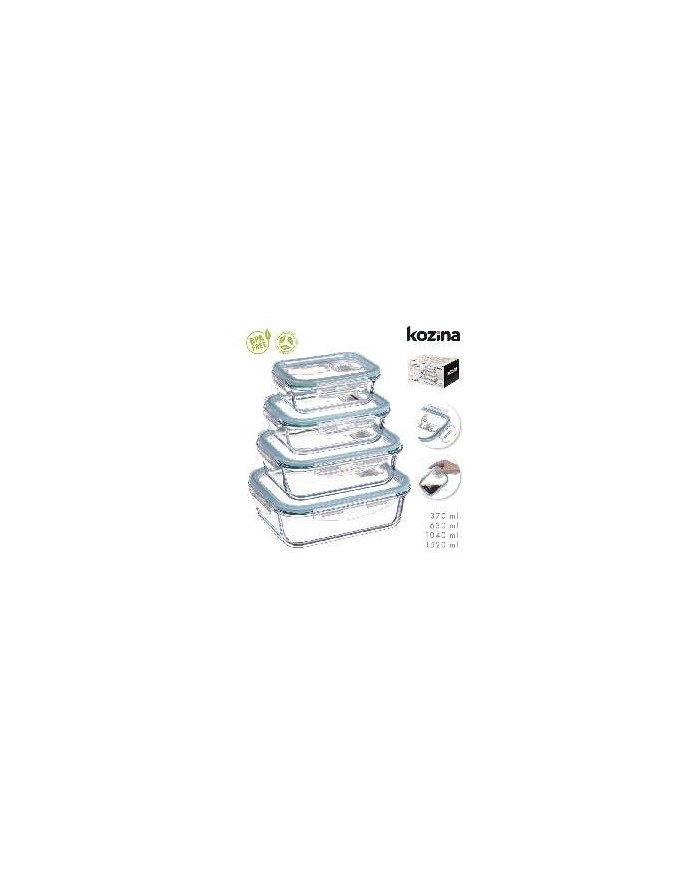 SET 4 FIAMBRERAS BOROSILICATO RECTANGULAR HERMETIC