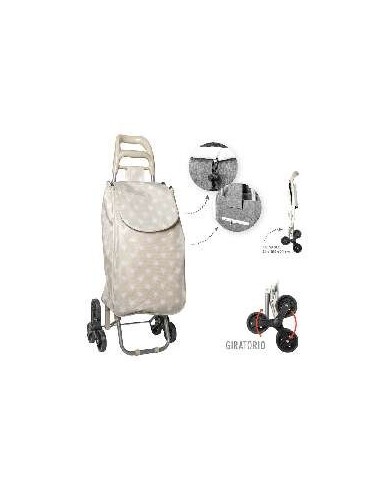 CARRO DE COMPRA 6 RUEDAS ESTRELLAS BEIGE