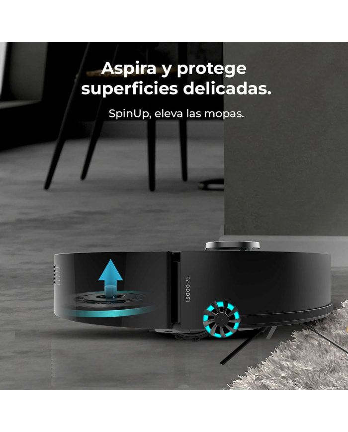 Robot Friegasuelos Cecotec Conga X50 – 15.000 Pa, Navegación Láser, Fregado Spin, Negro