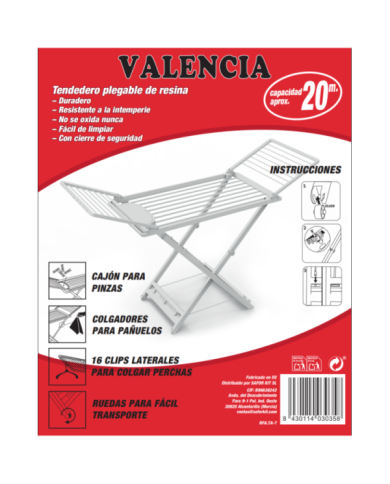 TENDEDERO RESINA 20 MTS. VALENCIA GRIS