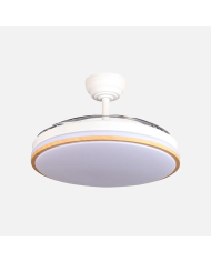 Ventilador de Techo DC Relámpago Blanco/Haya 60W con Luz LED 6980Lm, 3 Aspas y Mando a Distancia