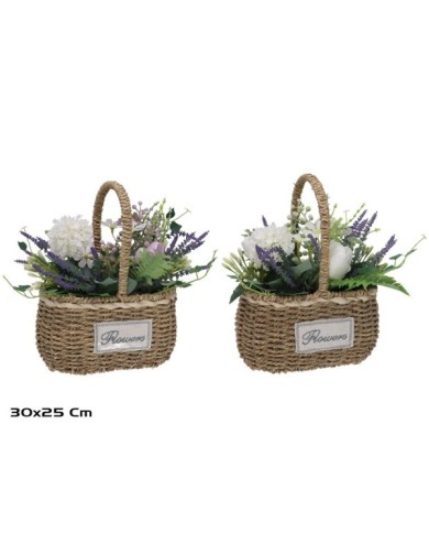 CESTO MIMBRE TULIPANES MIX 30X25CM(S)