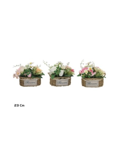 CESTO MIMBRE ROSAS MIX 20X12X23CM (S)