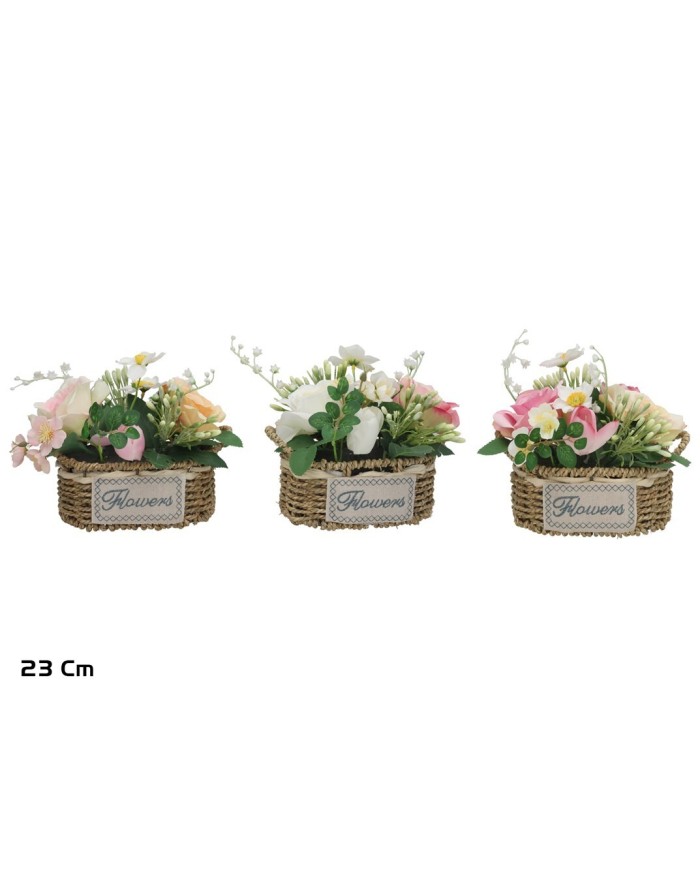 CESTO MIMBRE ROSAS MIX 20X12X23CM (S)