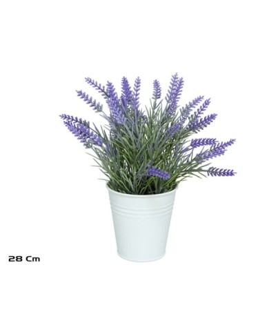 MACETA  METAL LAVANDA FLOCADA - 28 CM