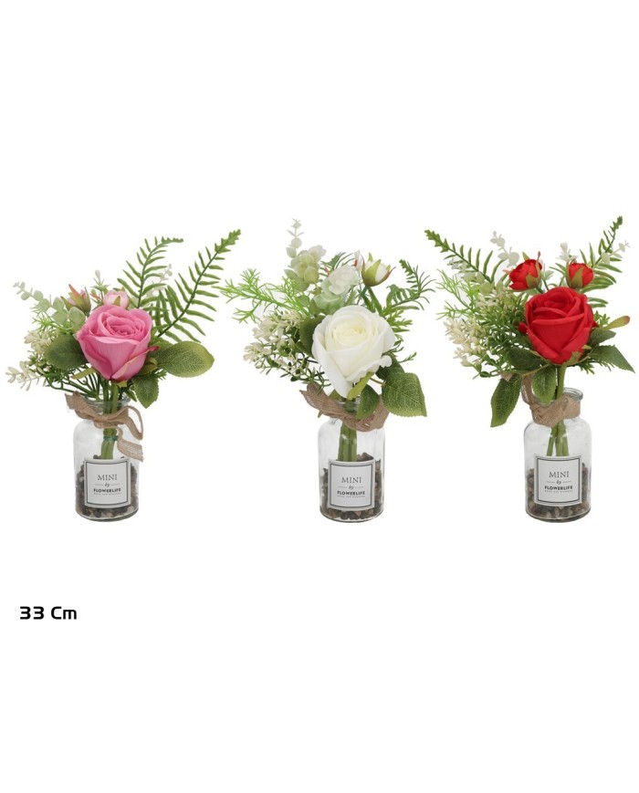FLORERO DECOR PIEDRAS ROSA MIX -33CM (S)