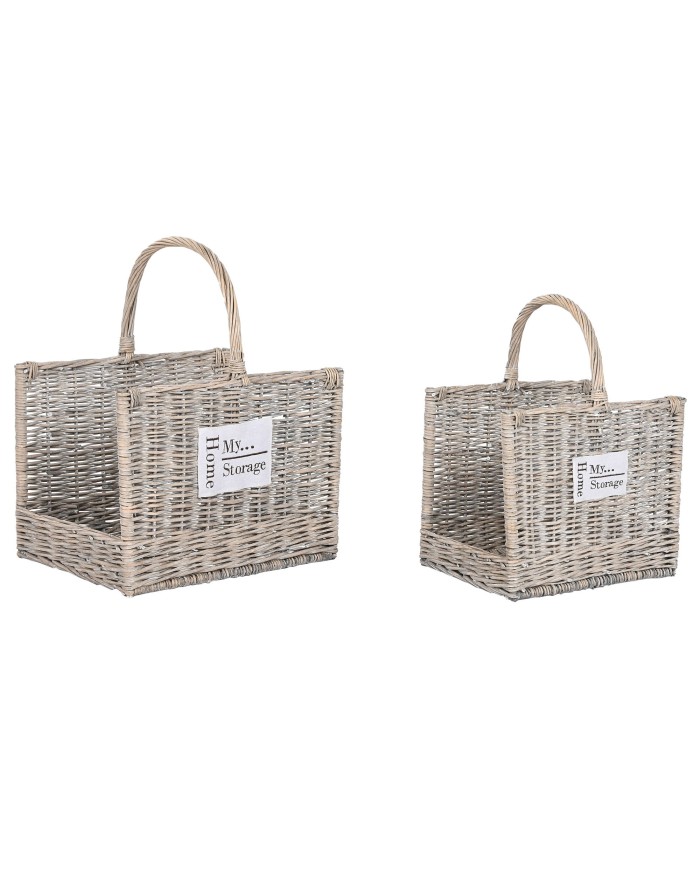 LEÑERA SET 2 MIMBRE 47X35X54 NATURAL