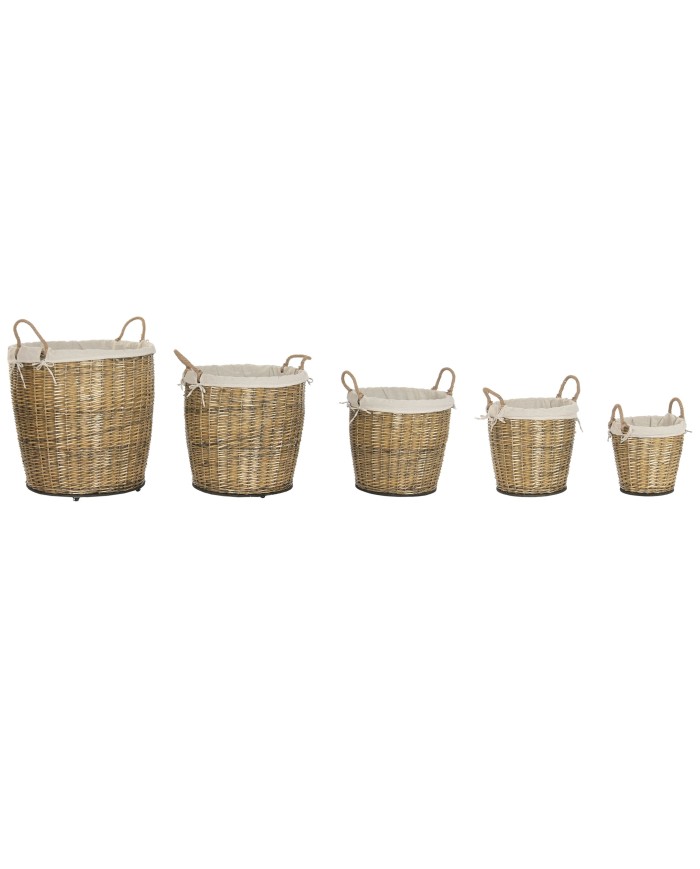 CESTA SET 5 MIMBRE ALGODON 75X75X75