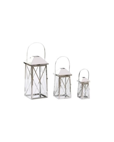 FAROLA SET 3 ACERO CRISTAL 20X20X48 ASA