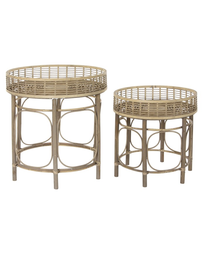 MESITA AUXILIAR SET 2 RATAN 61X61X64