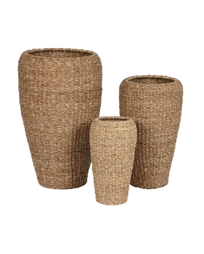 MACETERO SET 3 SEAGRASS METAL 43X43X70