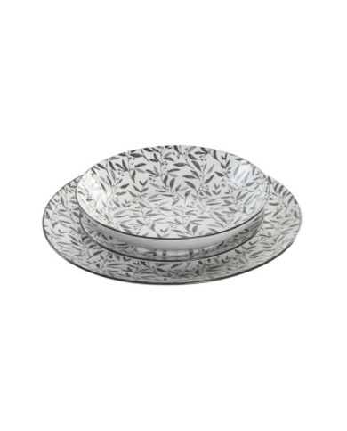 VAJILLA SET 18 PORCELANA 27X27X2 BAMBU