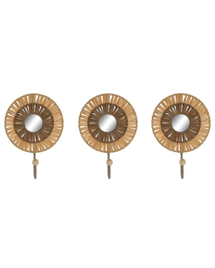PERCHERO PARED SET 3 RAFIA METAL