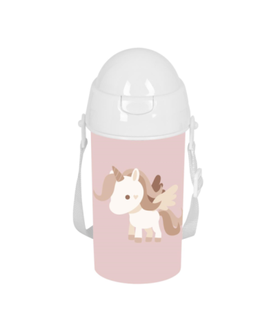 Botella 500Ml Apertura Autom. Con Pajita Safta Preescolar "Unicornio" 7,3X19,5X7,3Cm