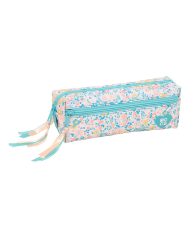 Portatodo Triple Peq. C/Goma Elast. Rec. Moos "Fiori" 22X8,5X6Cm