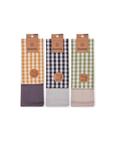 PAÑO COCINA SURTIDO COLORES VICHY PACK 2 UNIDADES 50cm x 50cm/40cm x 65cm