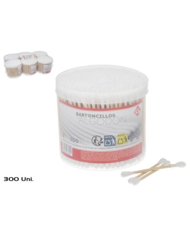 SET 300 BASTONCILLOS ALGODON MADERA 8,5X8