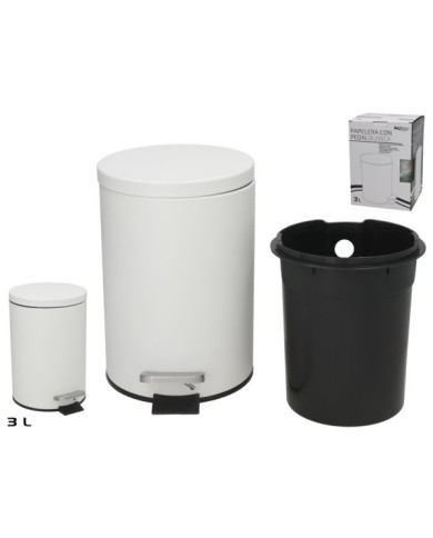 PAPELERA CON PEDAL 3L 16,8X21X24,5CM BLANC